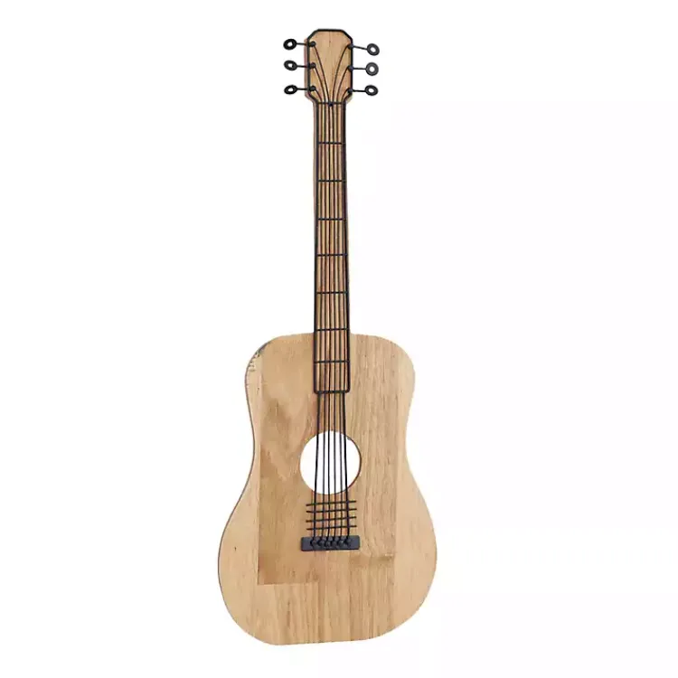 Kirklands Home Brown Wood Acoustic Guitar Wall Plaque