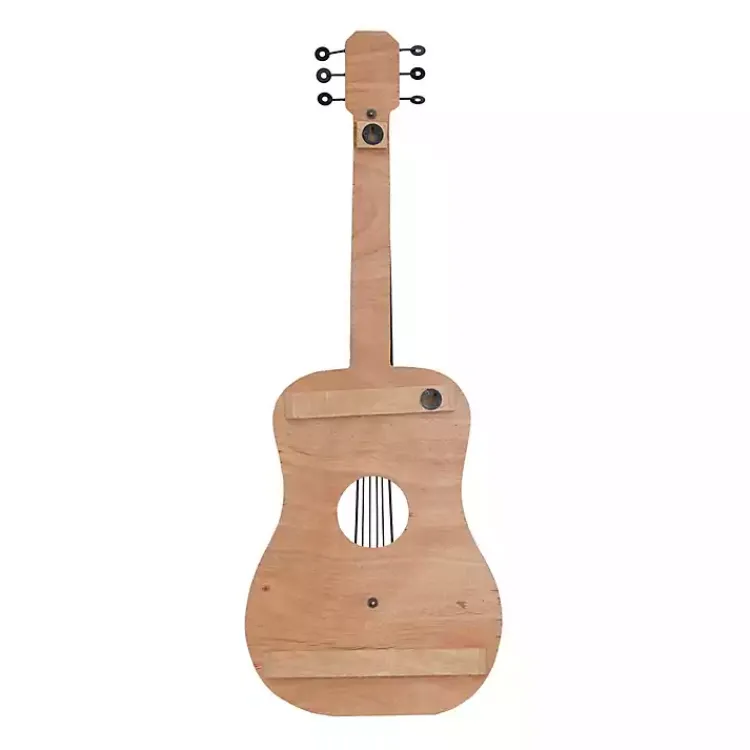 Kirklands Home Brown Wood Acoustic Guitar Wall Plaque