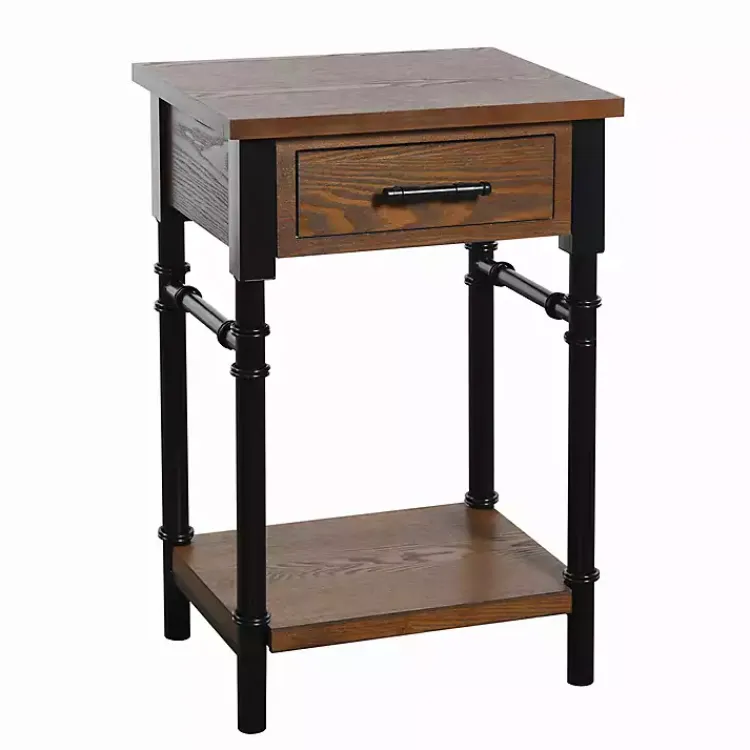 Kirklands Home Brown Wood and Black Metal Ruth Accent Table Best