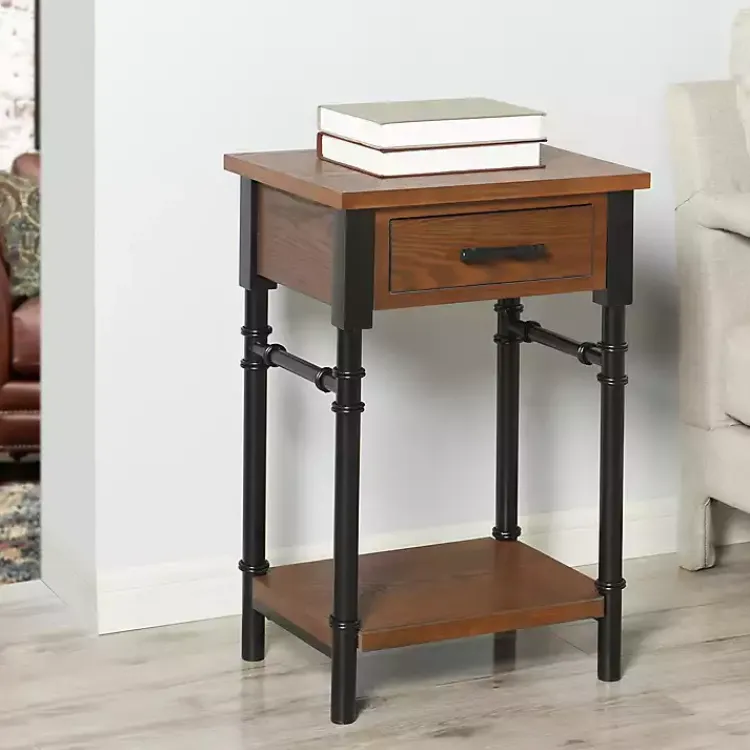 Kirklands Home Brown Wood and Black Metal Ruth Accent Table Best