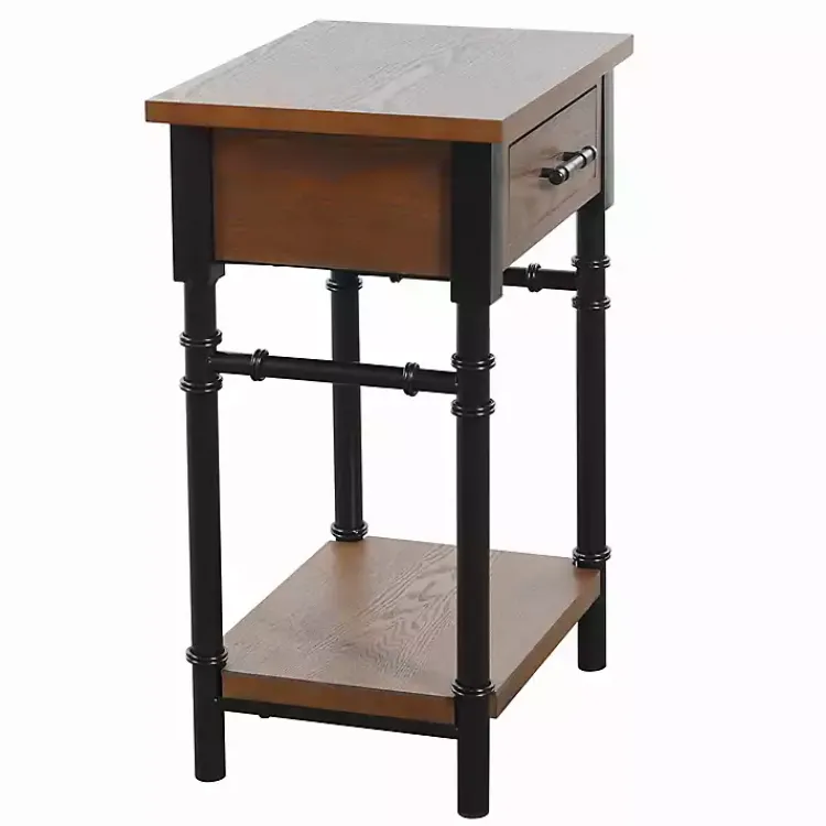 Kirklands Home Brown Wood and Black Metal Ruth Accent Table Best