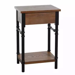 Kirklands Home Brown Wood and Black Metal Ruth Accent Table Best