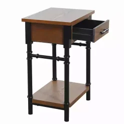 Kirklands Home Brown Wood and Black Metal Ruth Accent Table Best