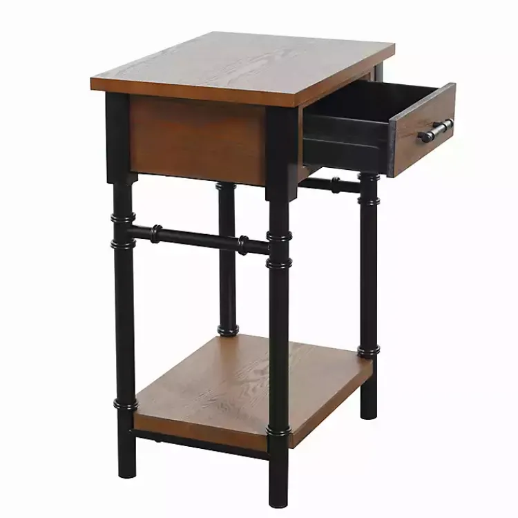Kirklands Home Brown Wood and Black Metal Ruth Accent Table Best