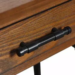 Kirklands Home Brown Wood and Black Metal Ruth Accent Table Best