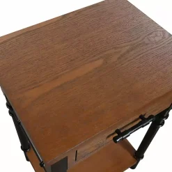 Kirklands Home Brown Wood and Black Metal Ruth Accent Table Best