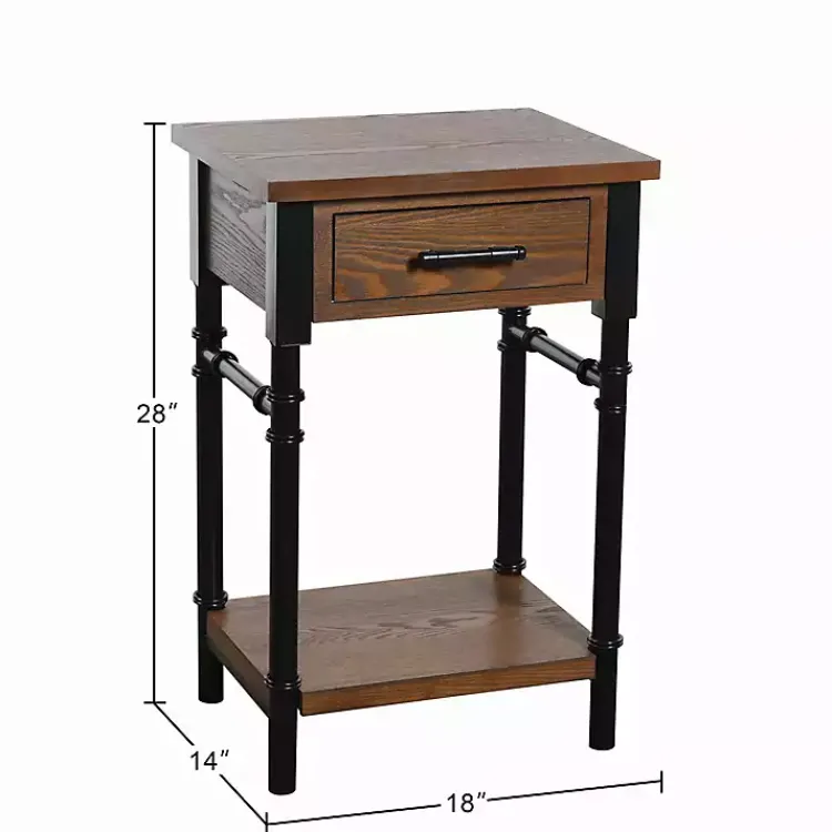 Kirklands Home Brown Wood and Black Metal Ruth Accent Table Best
