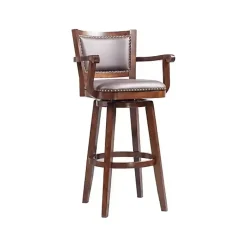 Kirklands Home Wood and Faux Leather Swivel Bar Stool Brown Clearance