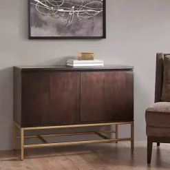 Kirklands Home Wood and Gold Martha Stewart Cabinet Brown Online