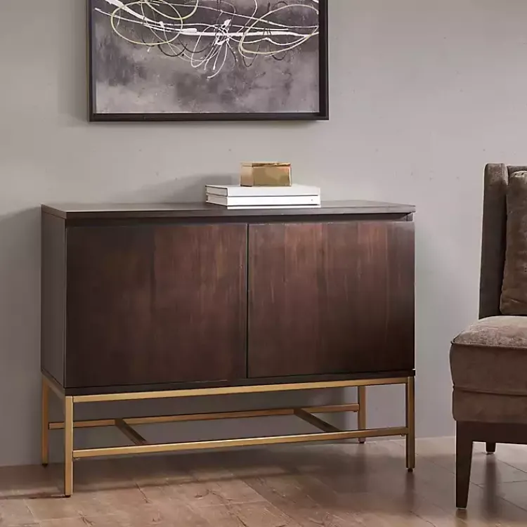 Kirklands Home Wood and Gold Martha Stewart Cabinet Brown Online