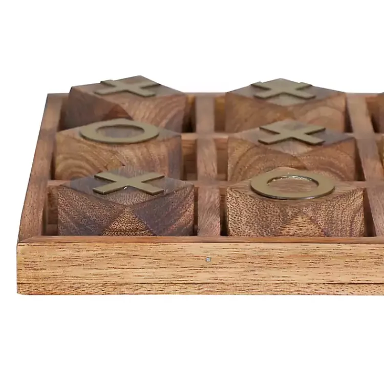Decorative Accents>Kirklands Home Wood and Gold Tic Tac Toe Game Set Brown