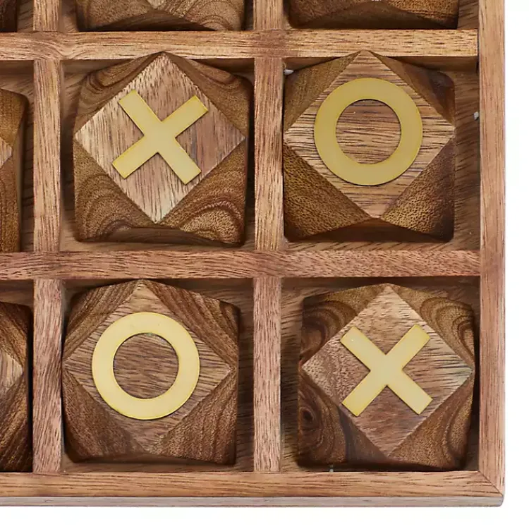 Decorative Accents>Kirklands Home Wood and Gold Tic Tac Toe Game Set Brown