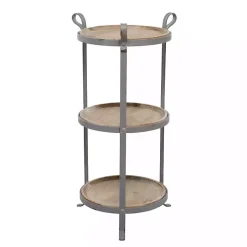 Kirklands Home Brown Wood and Metal 3-Tier Side Table Gray Hot