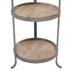 Kirklands Home Brown Wood and Metal 3-Tier Side Table Gray Hot
