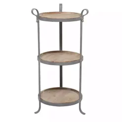 Kirklands Home Brown Wood and Metal 3-Tier Side Table Gray Hot