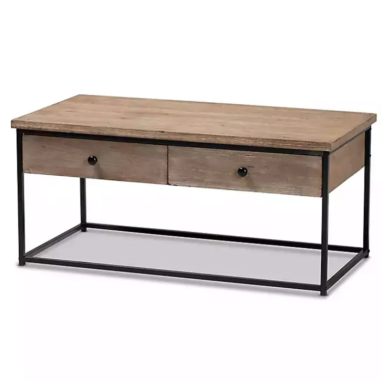 Kirklands Home Wood and Metal 2-Drawer Coffee Table Brown