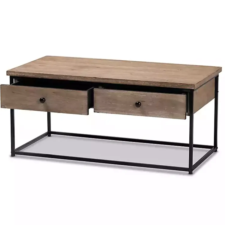 Kirklands Home Wood and Metal 2-Drawer Coffee Table Brown