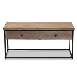 Kirklands Home Wood and Metal 2-Drawer Coffee Table Brown