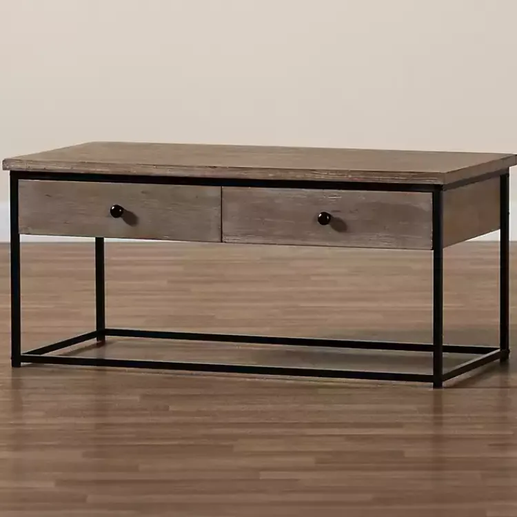 Kirklands Home Wood and Metal 2-Drawer Coffee Table Brown