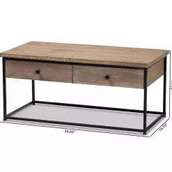Kirklands Home Wood and Metal 2-Drawer Coffee Table Brown