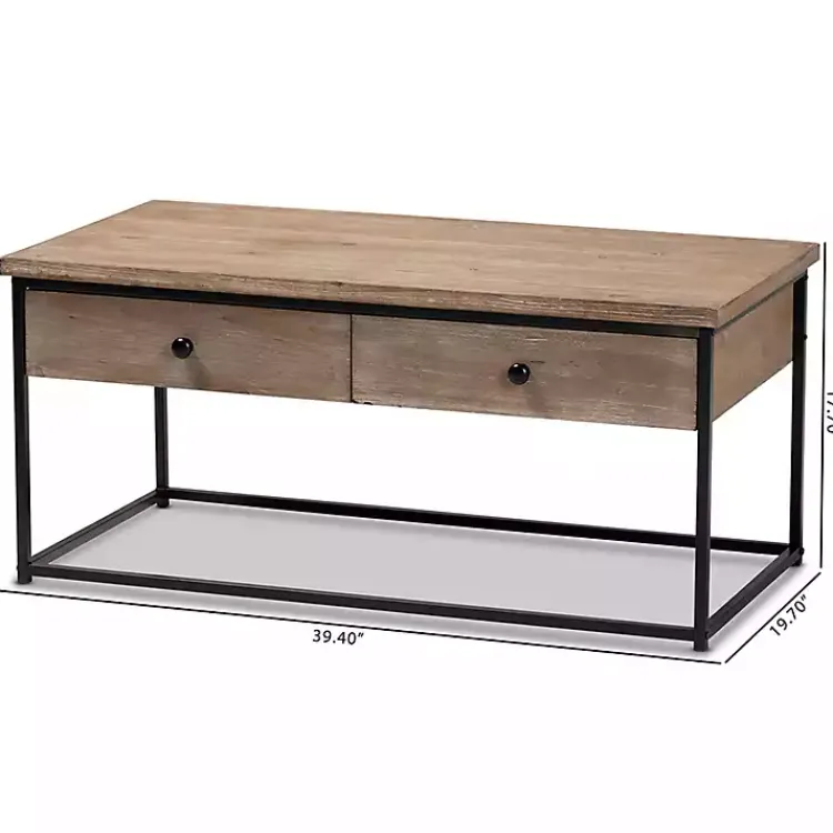 Kirklands Home Wood and Metal 2-Drawer Coffee Table Brown
