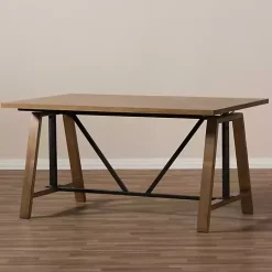 Kirklands Home Brown Wood and Metal Linear Base Desk Hot