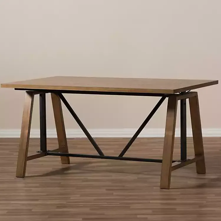 Kirklands Home Brown Wood and Metal Linear Base Desk Hot