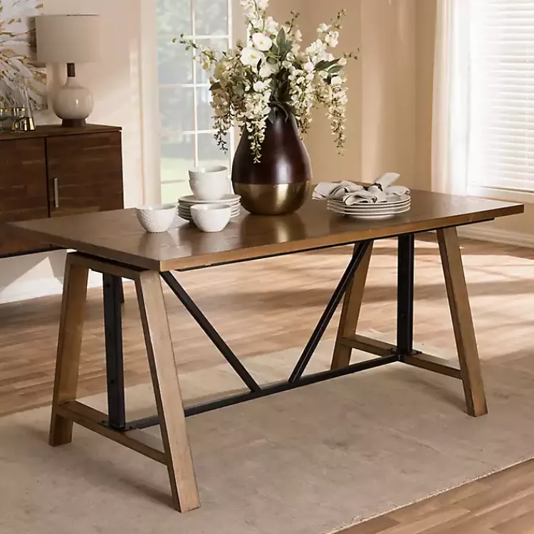 Kirklands Home Brown Wood and Metal Linear Base Desk Hot