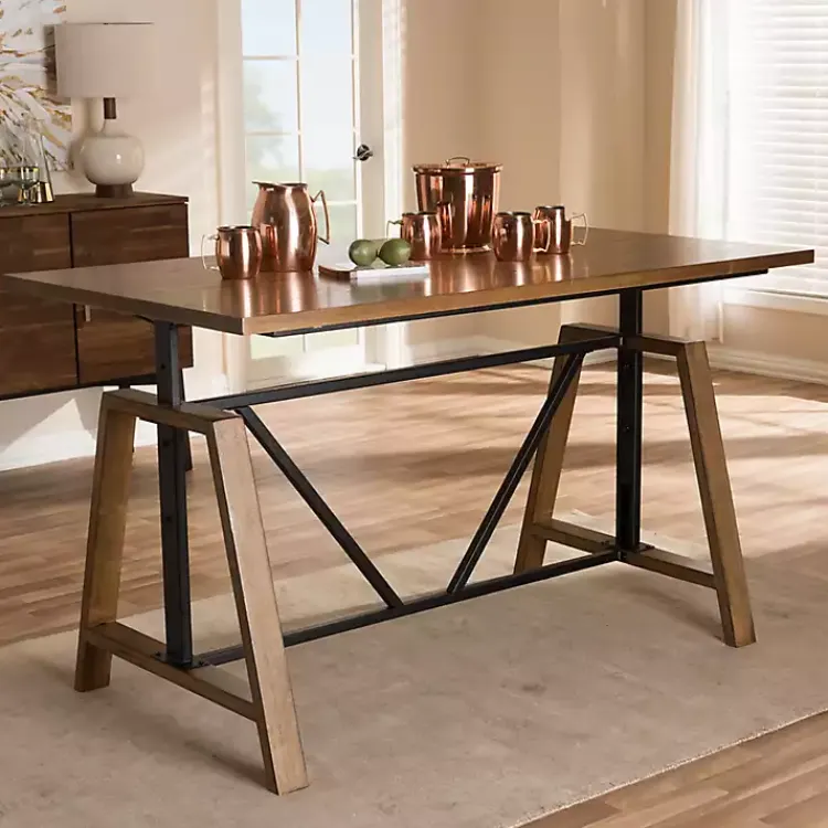 Kirklands Home Brown Wood and Metal Linear Base Desk Hot