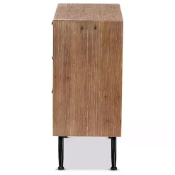 Kirklands Home Wood and Rattan 3-Drawer Cabinet Brown New