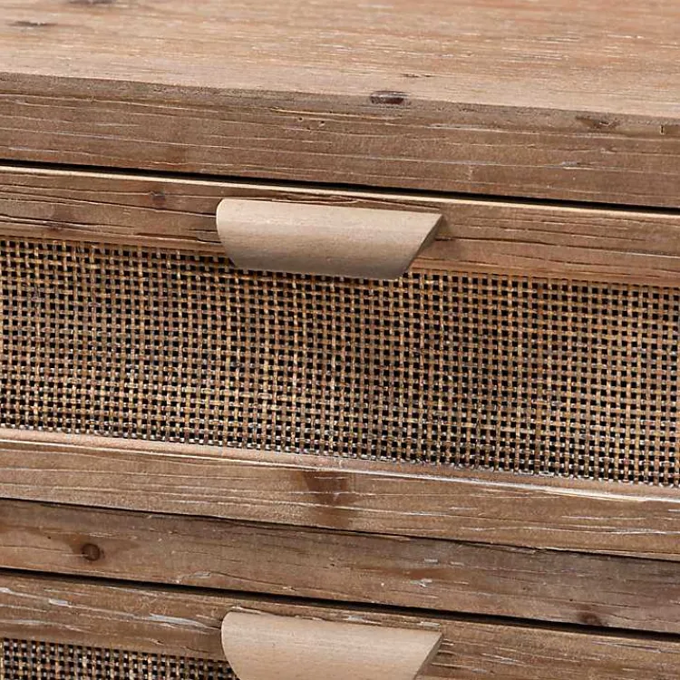 Kirklands Home Wood and Rattan 3-Drawer Cabinet Brown New