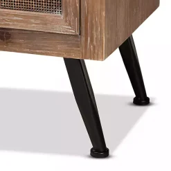 Kirklands Home Wood and Rattan 3-Drawer Cabinet Brown New