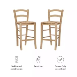 Kirklands Home Wood and Seagrass Counter Stools, Set of 2 Brown Best