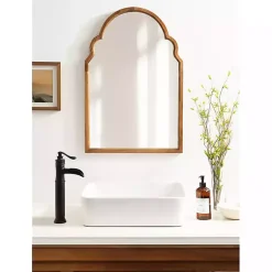 Kirklands Home Brown Wood Arch Hogan Wall Mirror Outlet