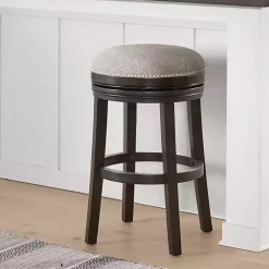 Kirklands Home Brown Wood Backless Swivel Bar Stool Gray Clearance