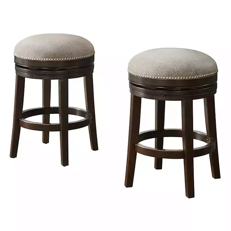 Kirklands Home Brown Wood Backless Swivel 2-pc. Counter Stool Set Gray Best