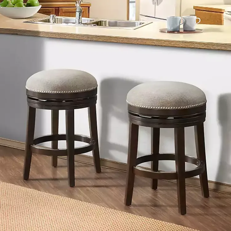 Kirklands Home Brown Wood Backless Swivel 2-pc. Counter Stool Set Gray Best