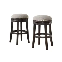 Kirklands Home Brown Wood Backless Swivel 2-pc. Bar Stool Set Gray