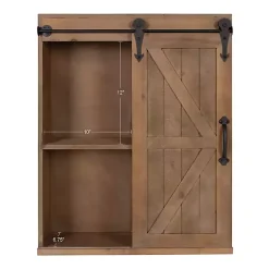 Kirklands Home Wood Barn Door 5-Shelf Wall Cabinet Brown Clearance