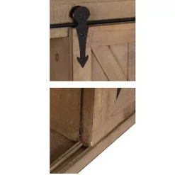 Kirklands Home Wood Barn Door 5-Shelf Wall Cabinet Brown Clearance