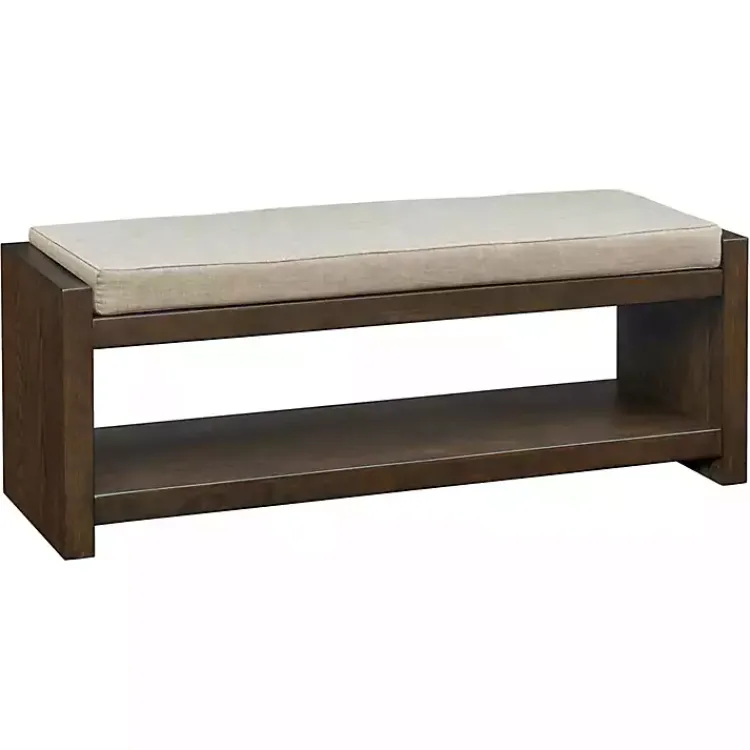 Kirklands Home Wood Bench with Cushion Brown New