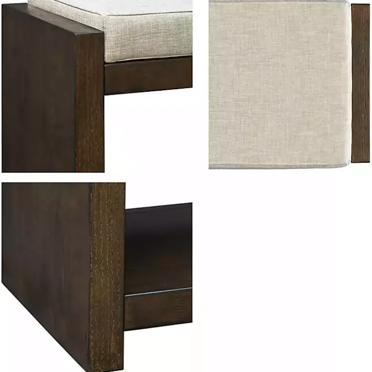 Kirklands Home Wood Bench with Cushion Brown New
