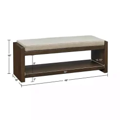 Kirklands Home Wood Bench with Cushion Brown New