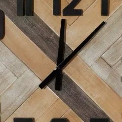 Kirklands Home Brown Wood Black Metal Accent Square Wall Clock Discount