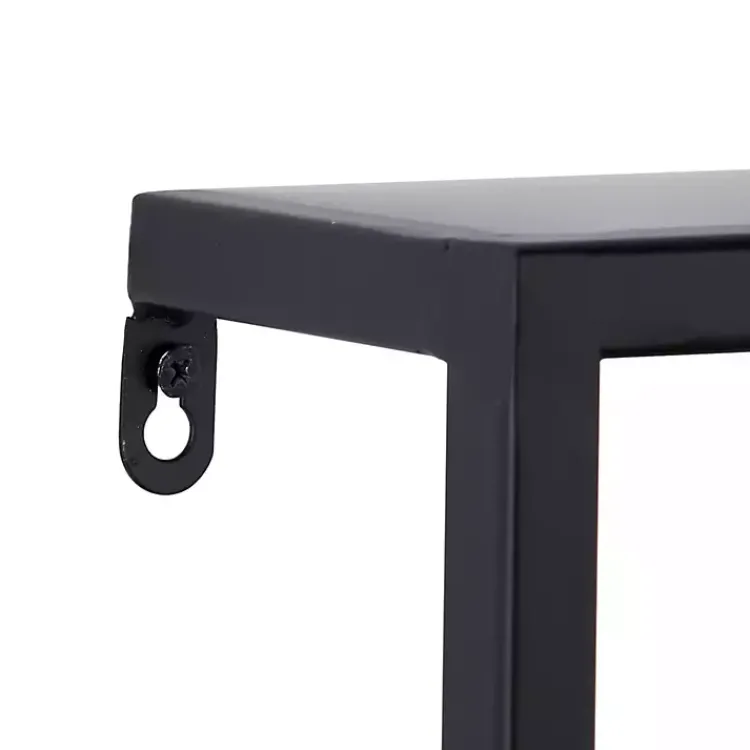 Kirklands Home Brown Wood Black Metal Frame Wall Shelves New