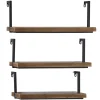 Kirklands Home Brown Wood Black Metal Frame 3-pc. Wall Shelves Hot