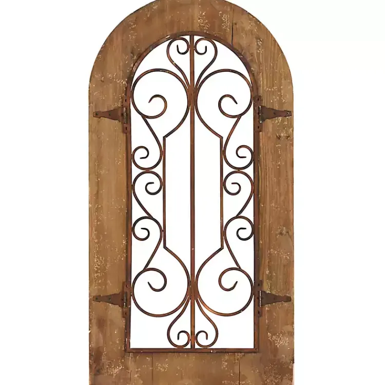 Kirklands Home Wood Black Metal Scrollwork Wall Plaque Brown Hot