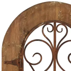 Kirklands Home Wood Black Metal Scrollwork Wall Plaque Brown Hot