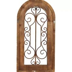 Kirklands Home Wood Black Metal Scrollwork Wall Plaque Brown Hot
