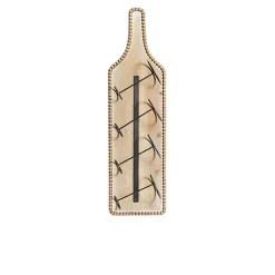Kirklands Home Brown Wood Bottle Frame Metal Bracket Wine Holder